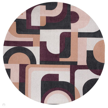 Louis De Poortere Nuance Module 9209 Pink Rohe Washable Polyester Flatweave Round Eco-Rug-Louis De Poortere-Rug Love - The Most Loved Rug Store